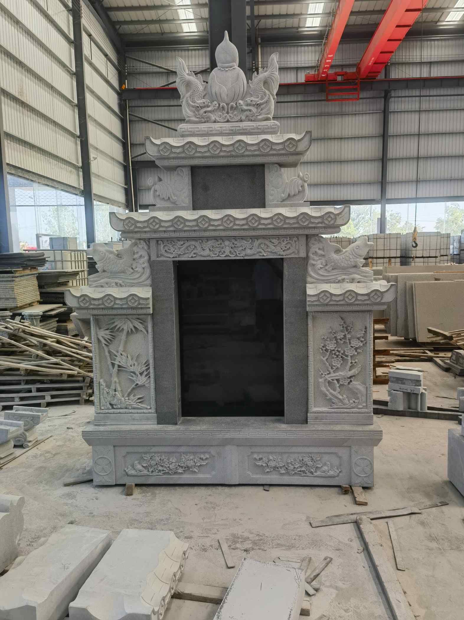 铜陵 芝麻灰高档墓碑、土墓，一套也支持定做